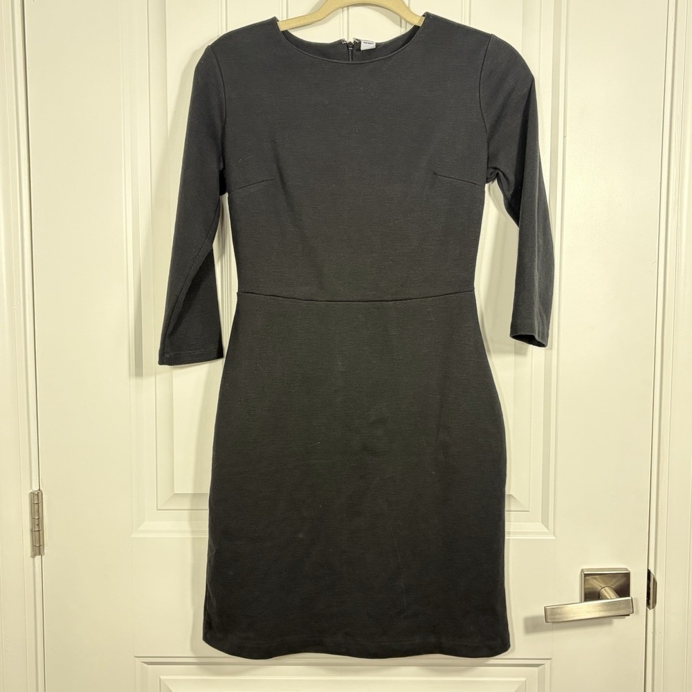 Old Navy Black Ponte Sheath Dress XS 3/4 Sleeve Career Office Classic Stretch